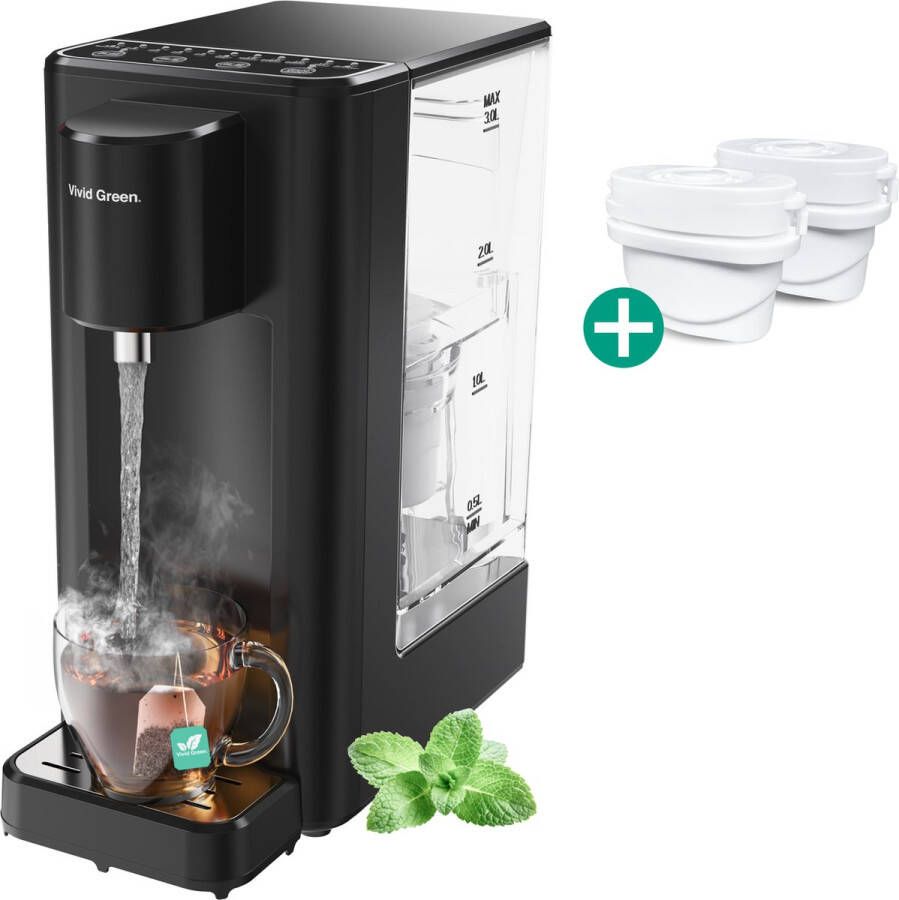 Vivid Green Heetwaterdispenser 3L 40° 100° 100 200 300 400ml Instant Waterkoker RVS- met 4 x waterfilter - Foto 2