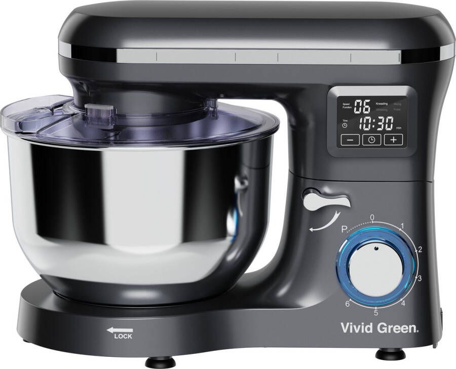 Vivid Green Keukenmachine 2000W Keukenrobot Foodprocessor Keukenmixer met Display 6.2L Antraciet