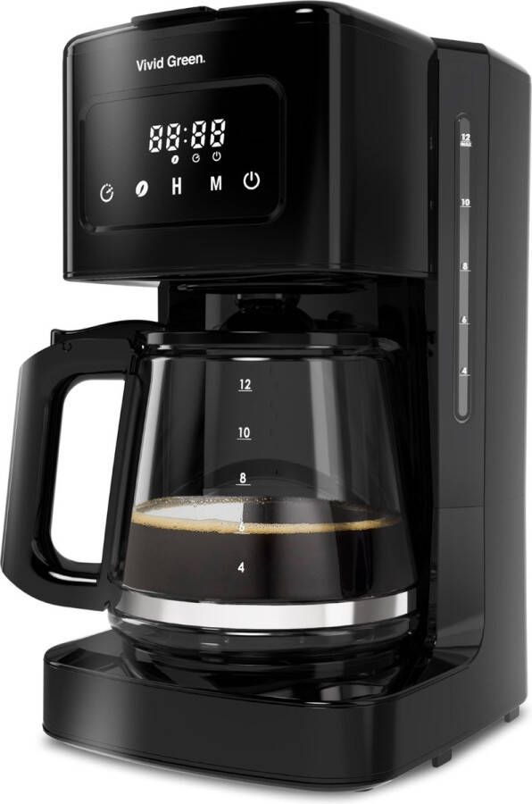 Vivid Green Koffiezetapparaat Filterkoffie 1.8L met Touch Display 14 Koppen Zwart