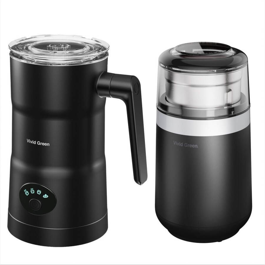 Vivid Green Melkopschuimer met Schenktuit Elektrisch 4-in-1 Melkopschuimers Melkschuimer Voor Melk Milk Frother Zwart Met een Koffiemolen elektrisch