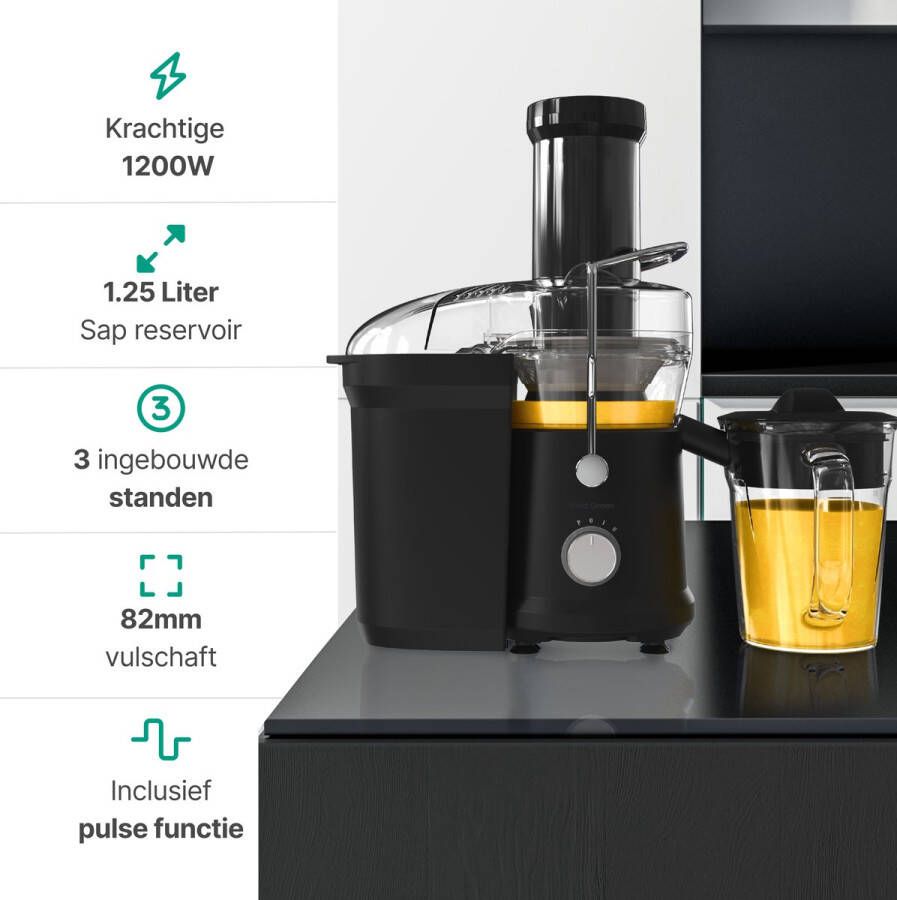 Vivid Green Sapcentrifuge Voor Groenten en Fruit Juicer 1200W 1.25 L 3 snelheden