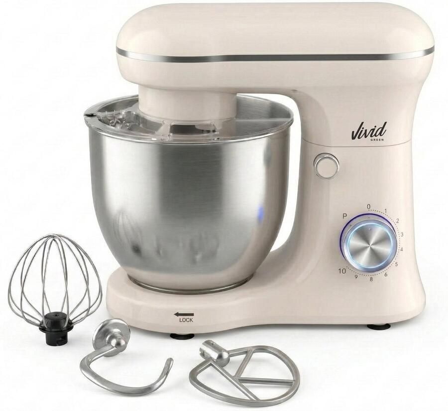 Vivid Green 1500W Keukenmachine Keukenrobot 5L Keukenmixer Mixer met Mengkom Creme