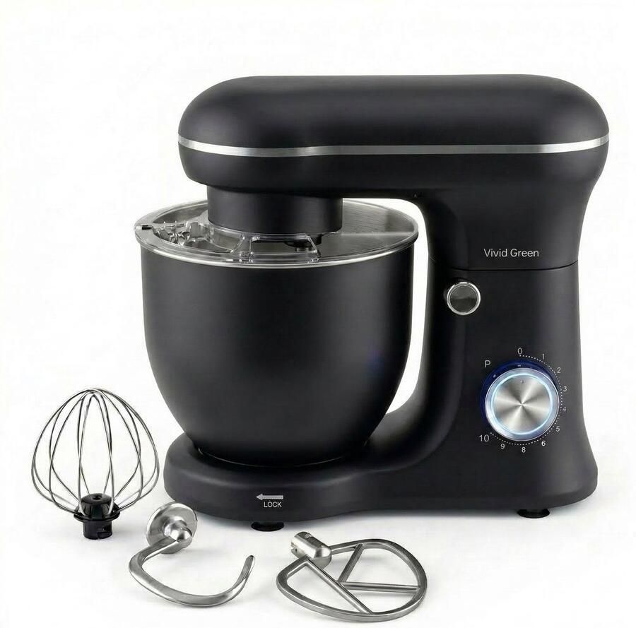 Vivid Green 1500W Keukenmachine Keukenrobot 5L Keukenmixer Mixer met Mengkom Matzwart