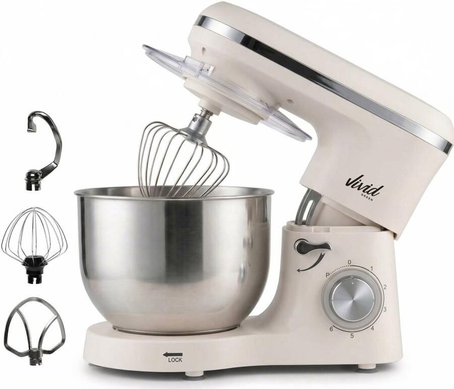 Vivid Green 2000W Keukenmachine Keukenrobot 6.2L Keukenmixer Mixer met Mengkom Creme