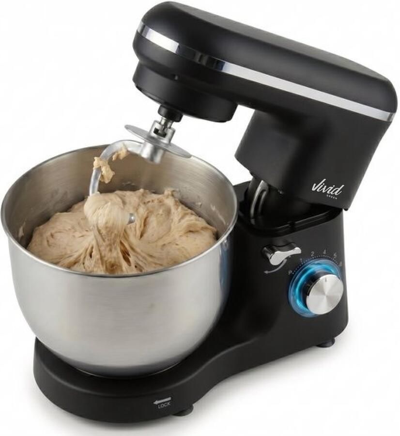 Vivid Green 2000W Keukenmachine Keukenrobot 6.2L Keukenmixer Mixer met Mengkom Matzwart