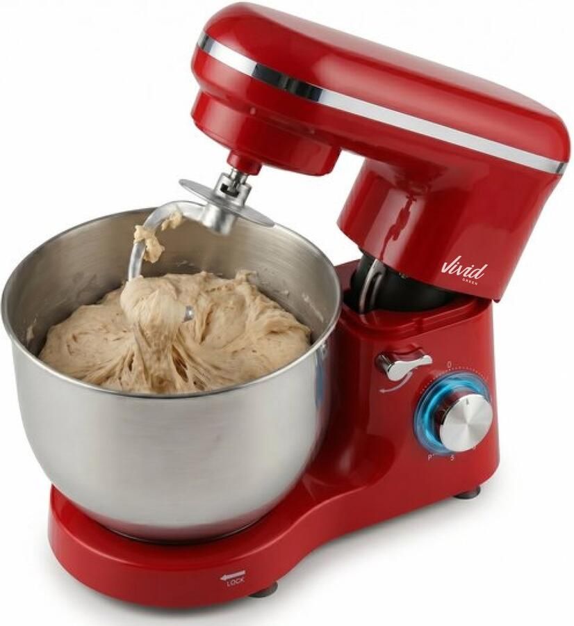 Vivid Green Keukenmachine 2000W Keukenrobot Foodprocessor Keukenmixer met RVS Mengkom Incl. 5 Accessoires 6.2L Rood