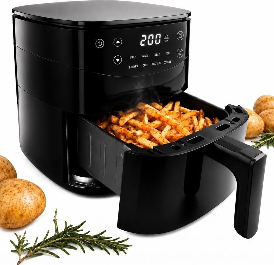 Vivid Green Airfryer 3L – 2 tot 3 Personen – PFAS-vrij – 8 Programma s – Digitaal Display –