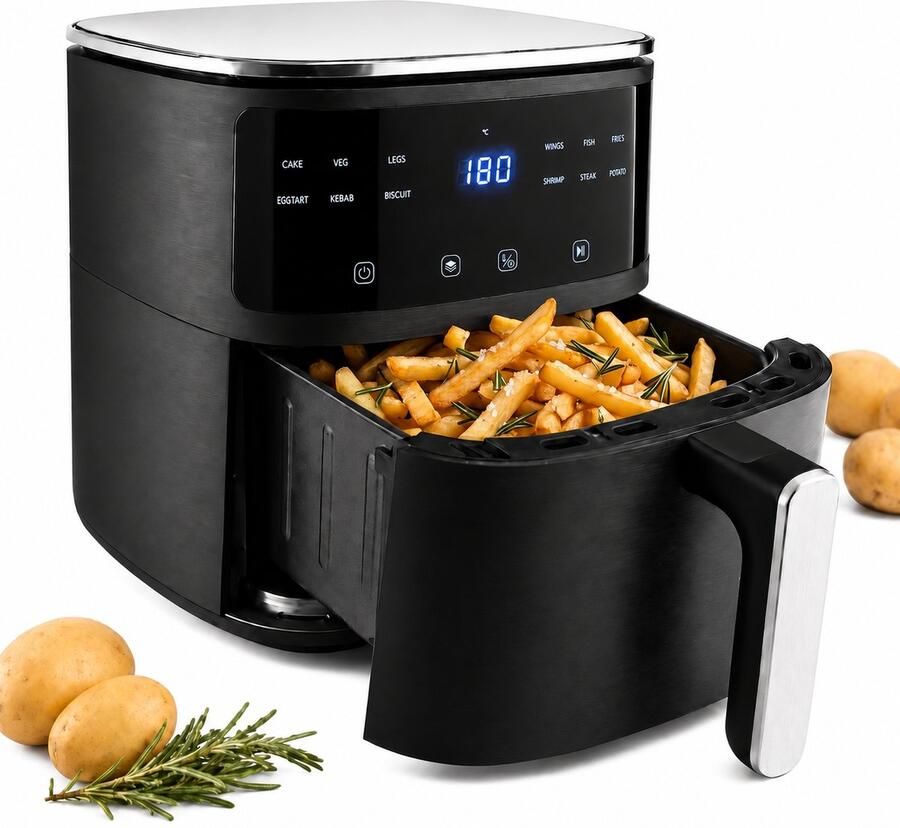 Vivid Green Airfryer 5L – Tot 4 Personen – PFAS-vrij – 12 Programma s – Digitaal Display – - Foto 3