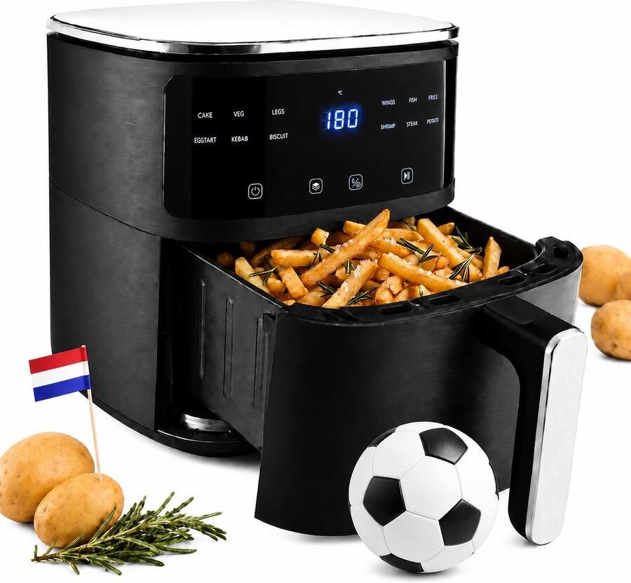 Vivid Green Airfryer 5L – Tot 4 Personen – PFAS-vrij – 12 Programma s – Digitaal Display – - Foto 2