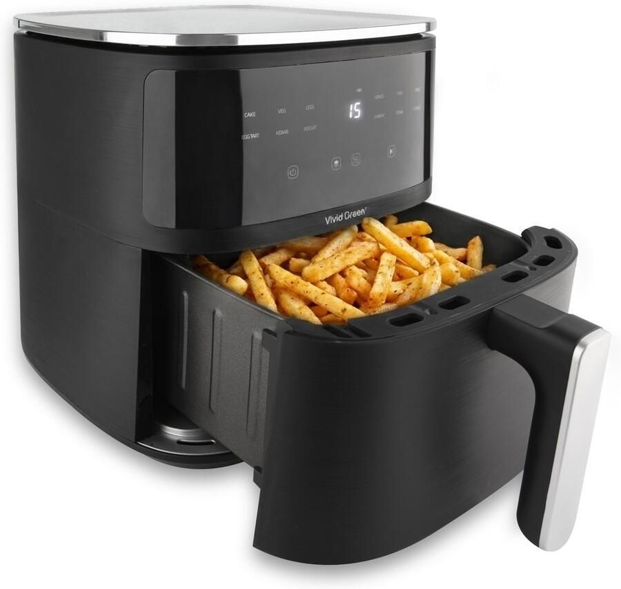 Vivid Green Airfryer 5L – Tot 4 Personen – PFAS-vrij – 12 Programma s – Digitaal Display –