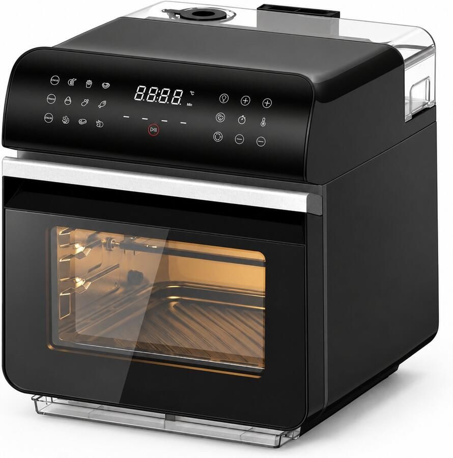 Vivid Green Airfryer met Stoomfunctie – 10 5L – Airfryer & Stoomoven in 1 – 12 Programma's – 1550W – PFAS-vrij – Zwart