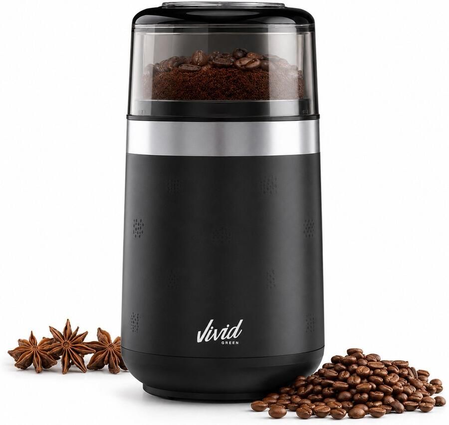 Vivid Green Elektrische Koffiemolen Koffiebonen Maler 180W Zwart BPA-Vrij
