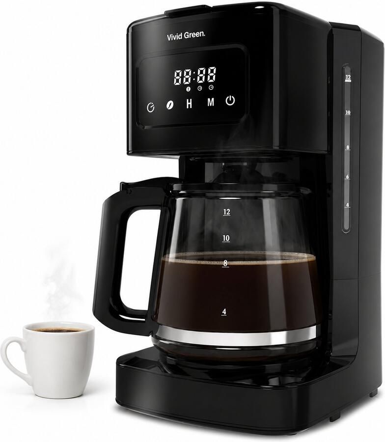 Vivid Green Koffiezetapparaat Filterkoffie 1.8L met Touch Display 14 Koppen Zwart