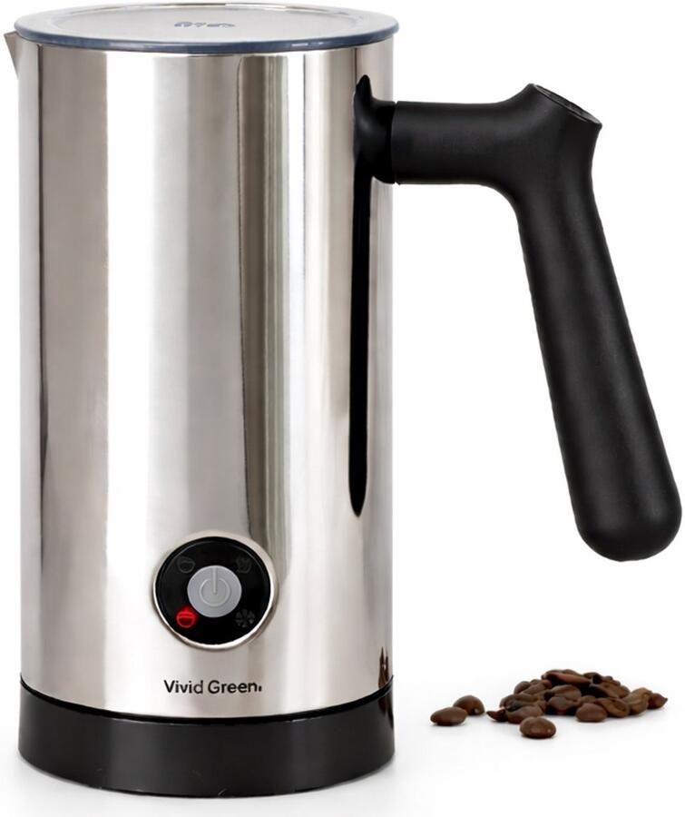 Vivid Green Melkopschuimer Elektrisch 4-in-1 Melkschuimer RVS Voor Warm & Koud Schuim 350ml BPA Vrij Zilver