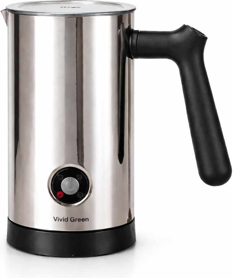 Vivid Green Elektrische Melkopschuimer 4-in-1 PFAS-vrij Warm & Koud Melkschuim Antikleeflaag Melkschuimer Zilver RVS - Foto 2