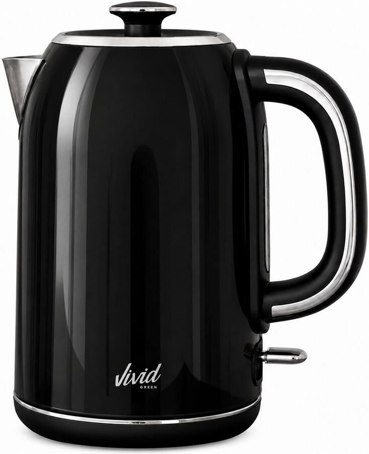 Vivid Green Luxe Waterkoker 1.7L Retro Design 2200W BPA-vrij 360° RVS Zwart