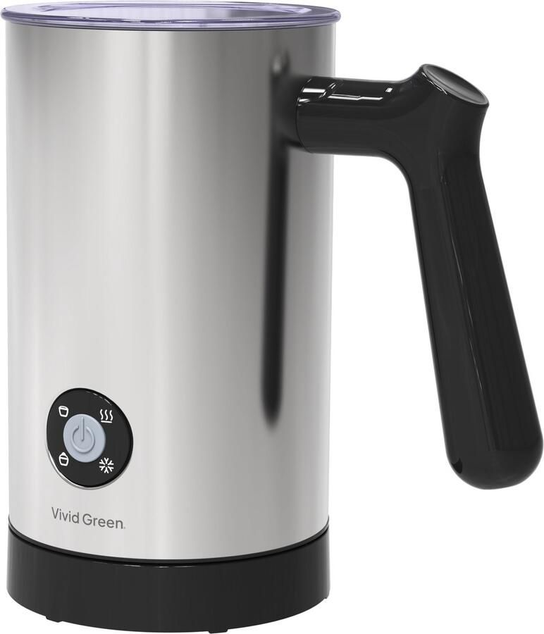Vivid Green Melkopschuimer Elektrisch 4-in-1 Melkschuimer RVS Voor Warm & Koud Schuim 350ml BPA Vrij Zilver