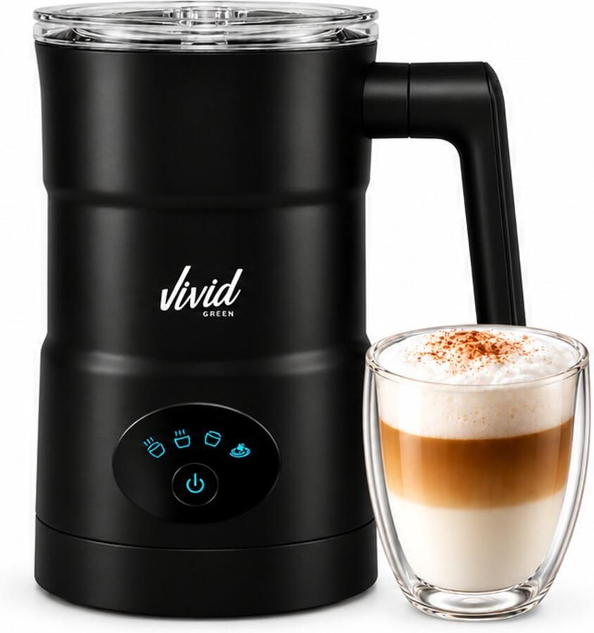Vivid Green Melkopschuimer met Schenktuit Electrisch 4-in-1 Melkopschuimers Melkschuimer Voor Melk Milk Frother Zwart