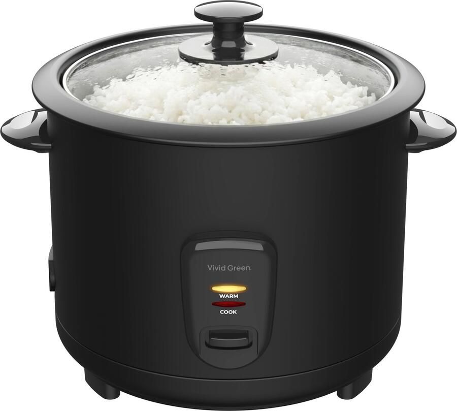 Vivid Green Rijstkoker 1.5L 8 Porties Warmhoudfunctie Antiaanbaklaag Rice Cooker Zwart