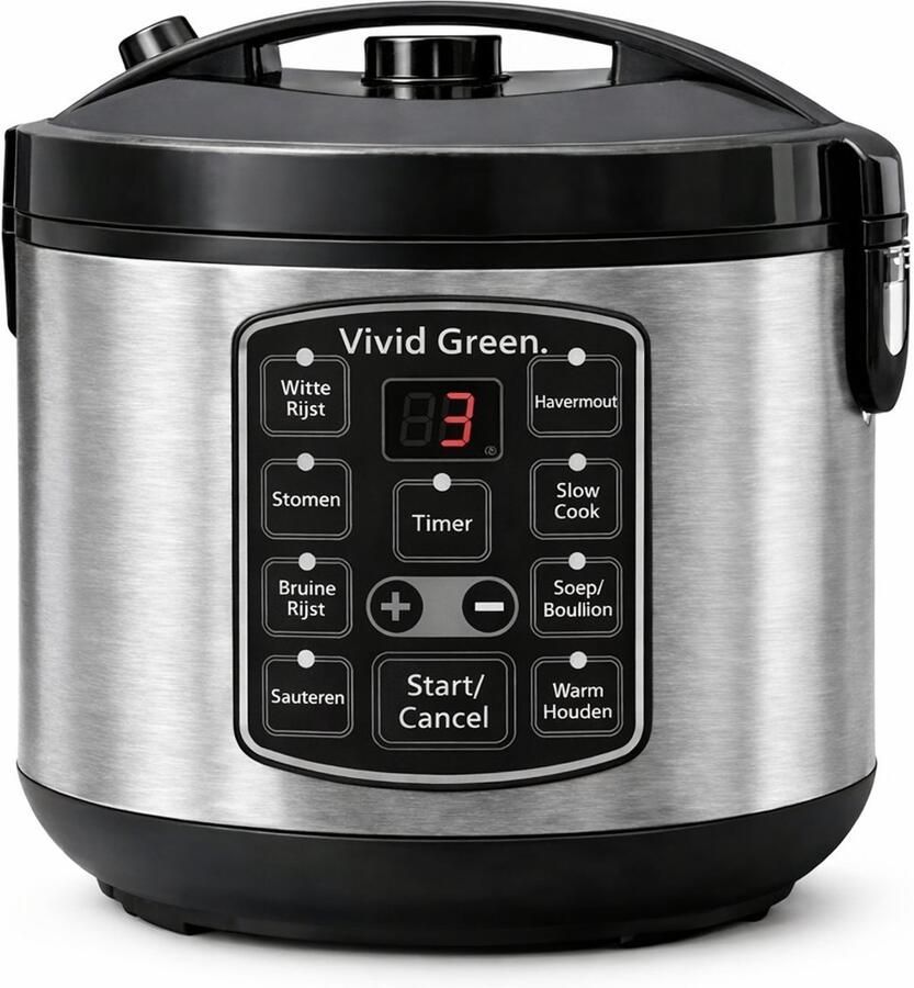 Vivid Green Rijstkoker met Stomer 1.8L Slowcooker met Timer 10 Porties Multicooker Rice Cooker RVS - Foto 2