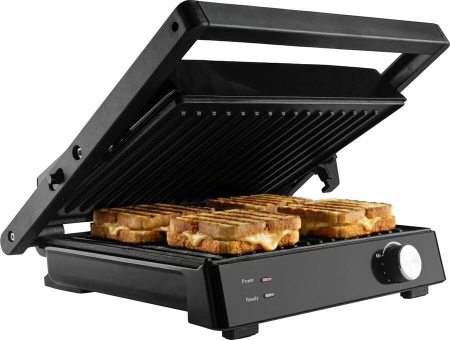 Vivid Green Tosti Apparaat Contactgrill XXL 2000W Tosti Ijzer & Panini Grill Voor 4 Tosti's 180 Graden Openklapbaar Zwart