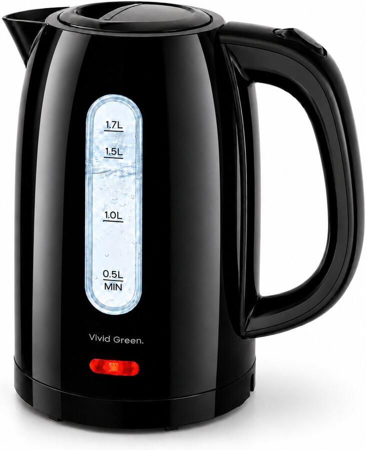 Vivid Green Waterkoker Zwart 1 7 Liter Elektrische Waterkoker 2200W Met Uitneembaar Kalkfilter