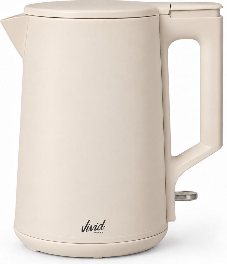 Vivid Green Waterkoker 1.7L Dubbelwandig BPA-vrij RVS 2000W Elektrisch Beige