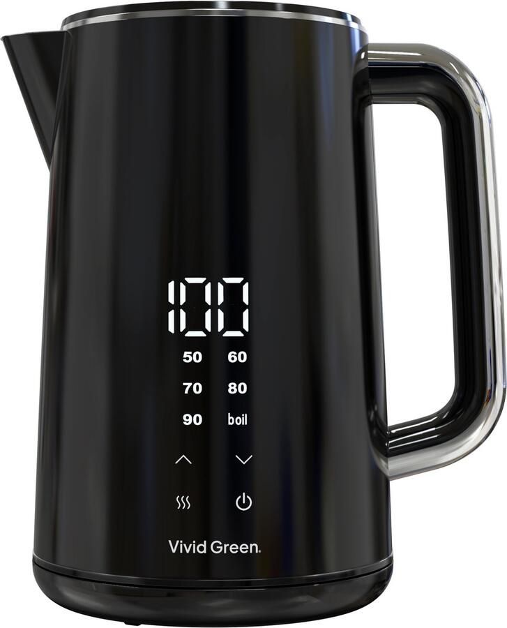 Vivid Green Waterkoker Met Temperatuurregeling Zwart 1 7 Liter Dubbelwandige Elektrische Waterkoker Met Warmhoudfunctie