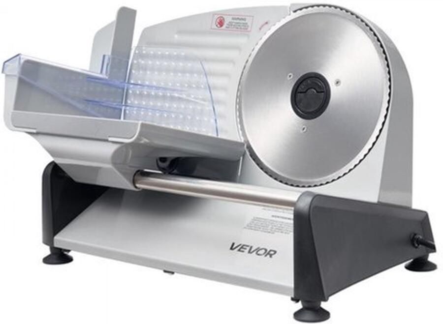 Vleessnijmachine Elektrisch 200 W Vermogen 19 cm Mes Instelbare Snijdikte 0-15 mm Grijs Compact Ontwerp Keuken Snijmachine