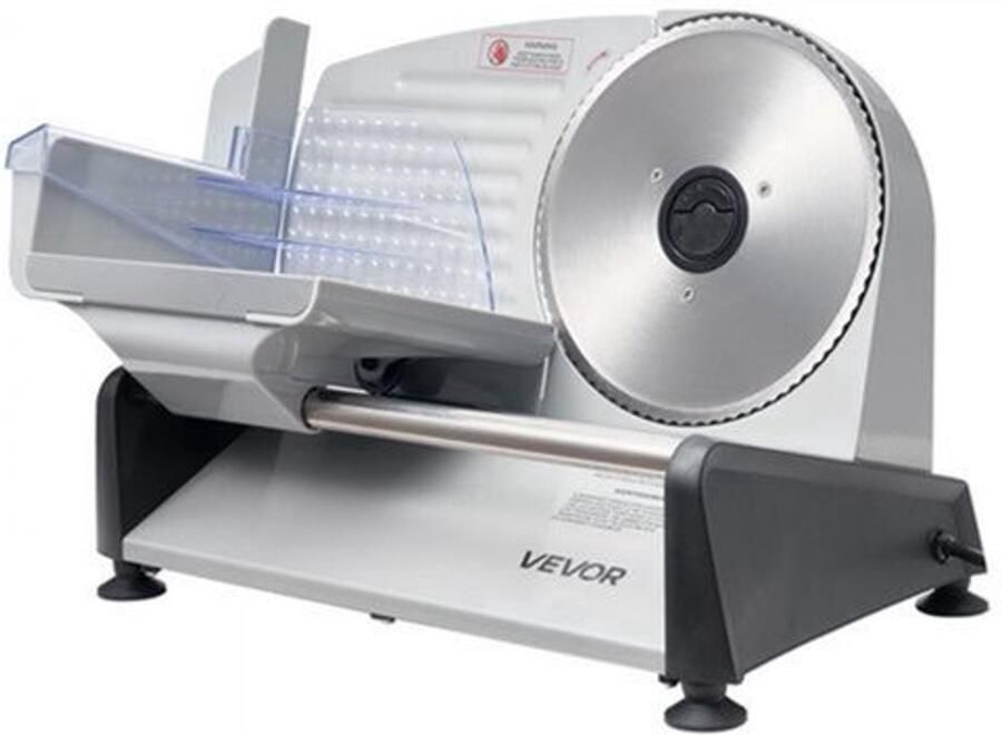 Vleessnijmachine Elektrisch 200 W Vermogen 19 cm Mes Instelbare Snijdikte 0-15 mm Grijs Compact Ontwerp Keuken Snijmachine