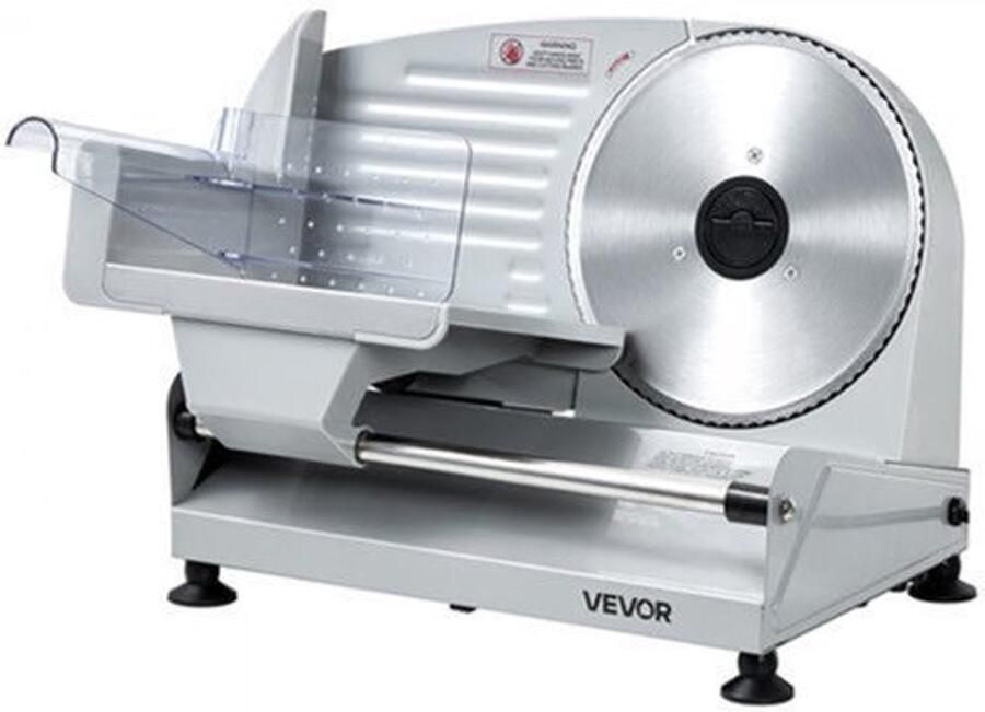 Vleessnijmachine Elektrisch 200 W Vermogen 190 mm RVS Mes Instelbare Snijdikte 0-15 mm Grijs Voor Vlees En Brood