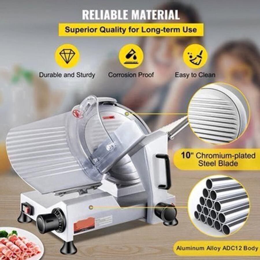 Vleessnijmachine Snijmachine Elektrische 240W Commerciële met 10 Stalen Mes en 350-400 RPM Snelheid