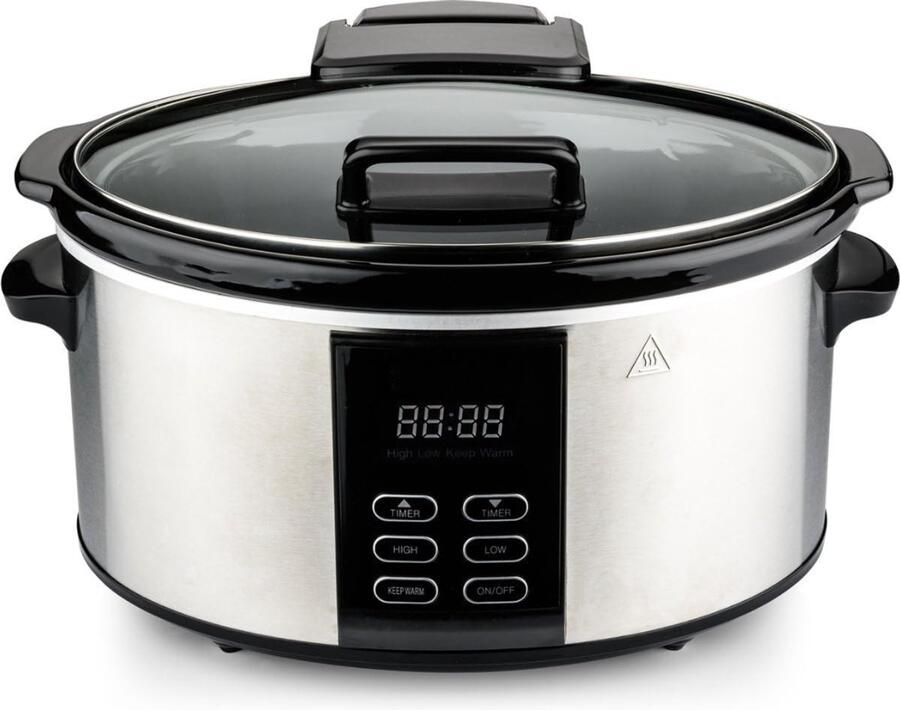 VLSelect Slowcooker Met Timer Keramische Binnenpan Warmhoudfunctie 6 Liter