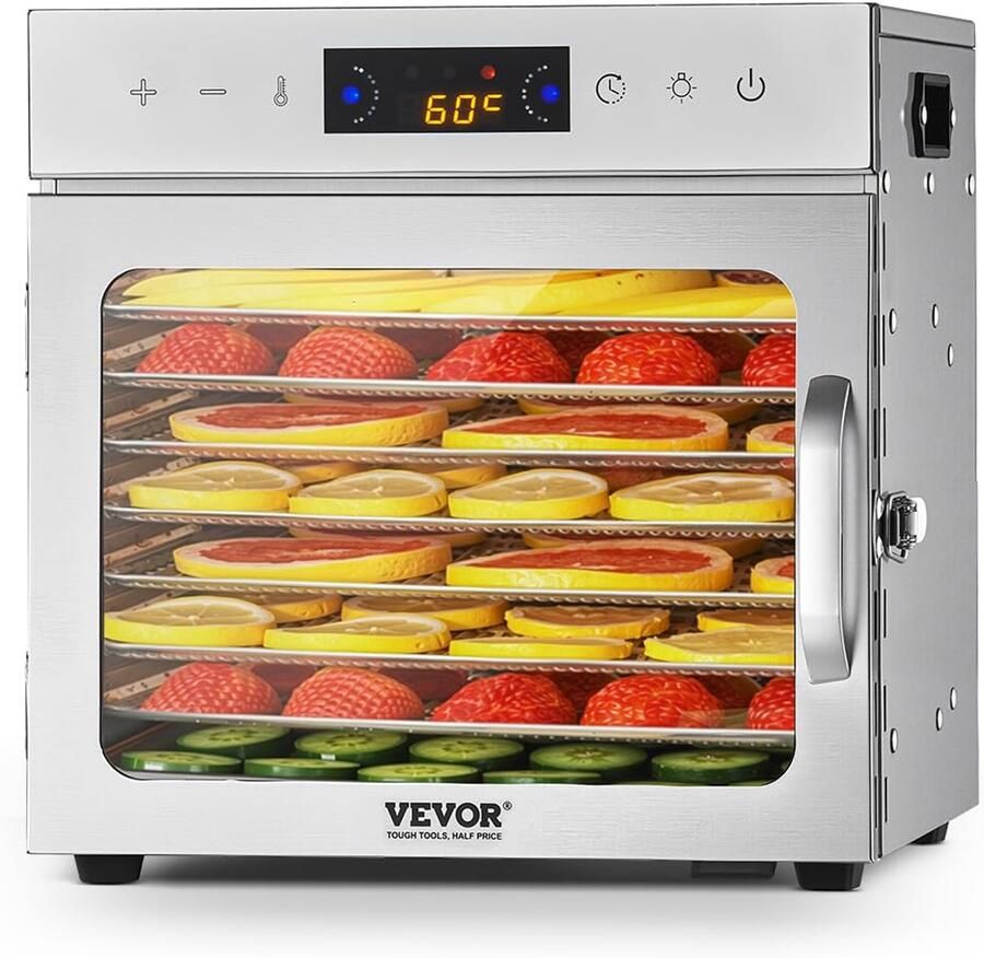 Voedseldroger 8 roestvrijstalen schalen 400 W