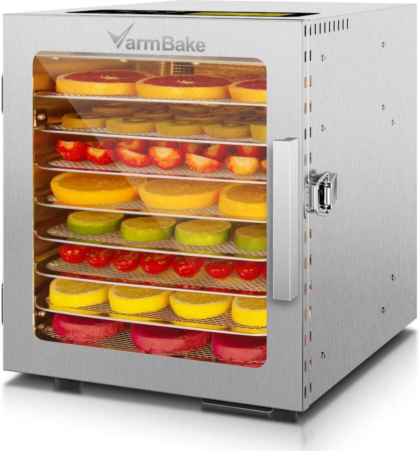 Voedseldroger RVS 8 etages 30-90 °C 500 W