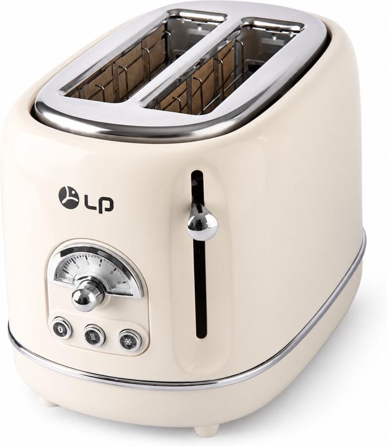 VOLOSON Broodrooster Toaster Retro 2 Extra Brede Sleuven 6 Bruiningsstanden RVS Multifunctioneel wit