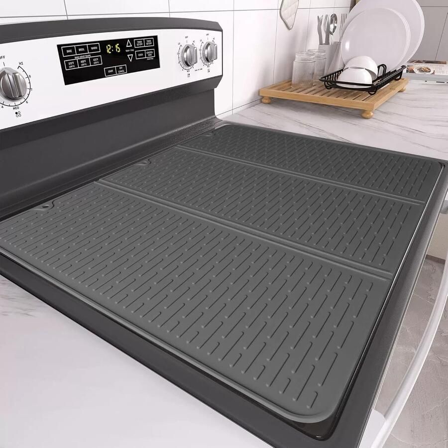 Vouwbare Silicone Kookplaat Dekmat Hittebestendige Bescherming voor Gas- en Elektrische Fornuizen (28 x 50 cm Grijs)