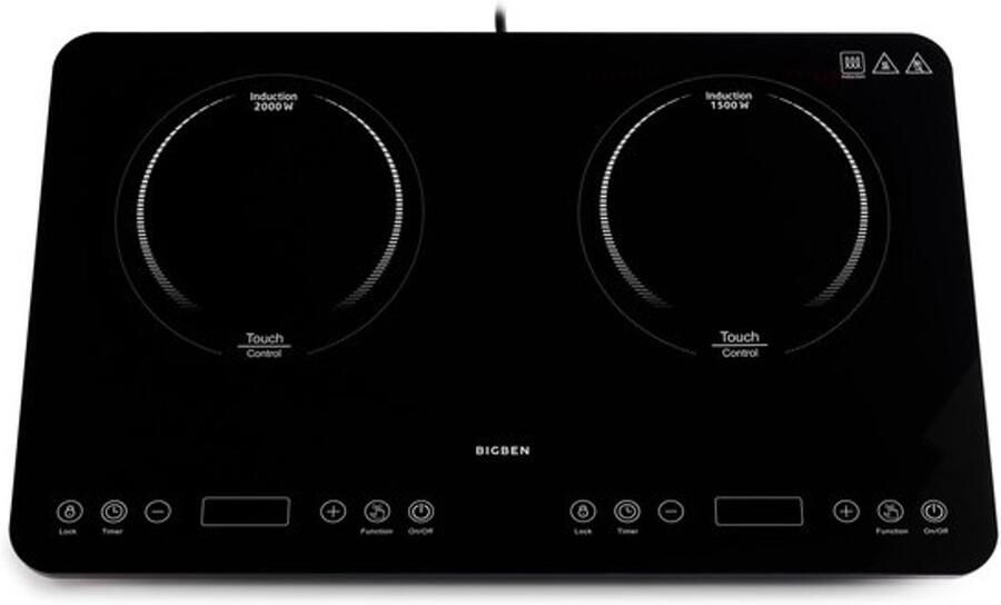 Vrijstaande Elektrische Kookplaat Dubbele Inductie 2x2000 W Vermogen 36 cm Breedte Glas Kunststof Voor Keuken En Camping