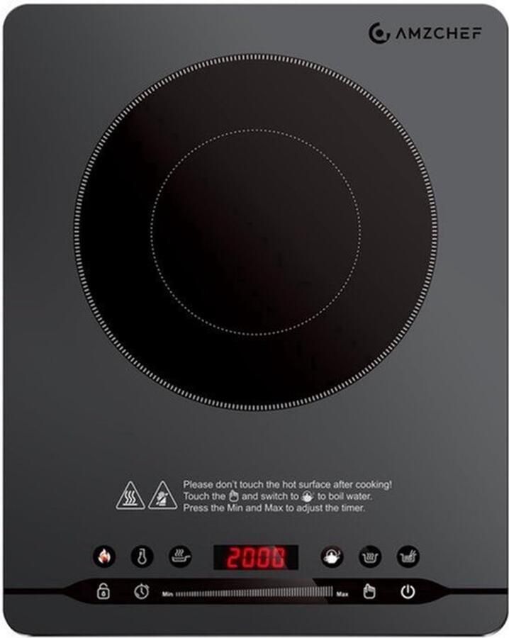 Vrijstaande Elektrische Kookplaat Inductie 2000 W Vermogen 37 cm Breedte Keramisch Glas Compacte En Stille