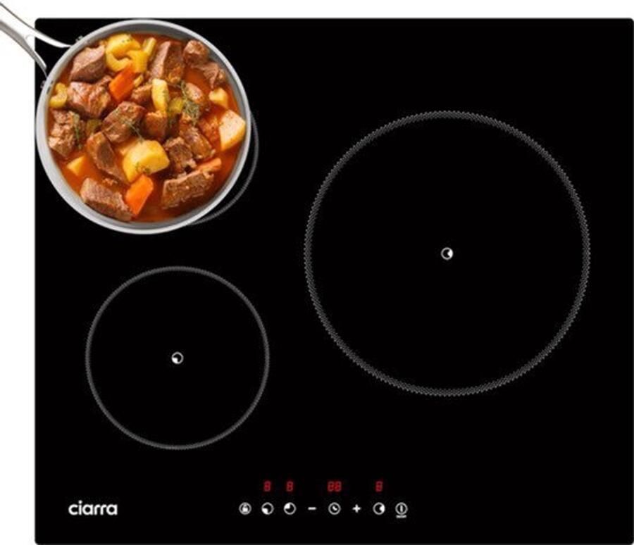 Vrijstaande Elektrische Kookplaat Inductie 5600 W Vermogen 3 Kookzones Gehard Glas Zwart Voor Snel En Efficiënt Koken