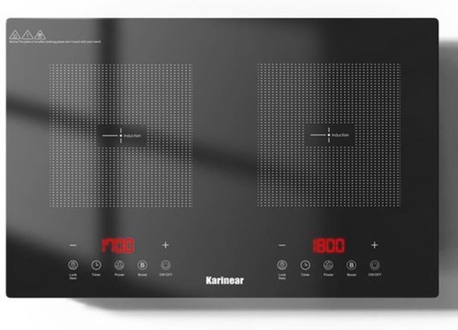 Vrijstaande Inductiekookplaat 2 Platen 3500 W Vermogen 60 cm Breedte Keramiek Glas Elektrische Kookplaat