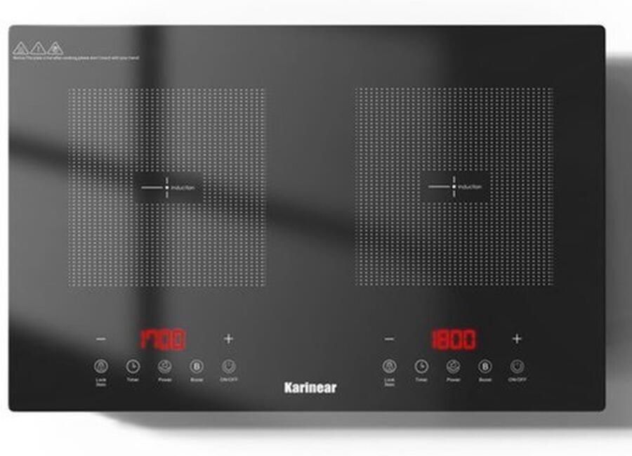 Vrijstaande Inductiekookplaat 2 Platen 3500 W Vermogen 60 cm Breedte Keramiek Glas Elektrische Kookplaat