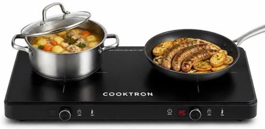 Vrijstaande Inductiekookplaat 2 Platen 3500 W Vermogen Zwart Keramisch Glas Mobiel Voor Keuken En Camping