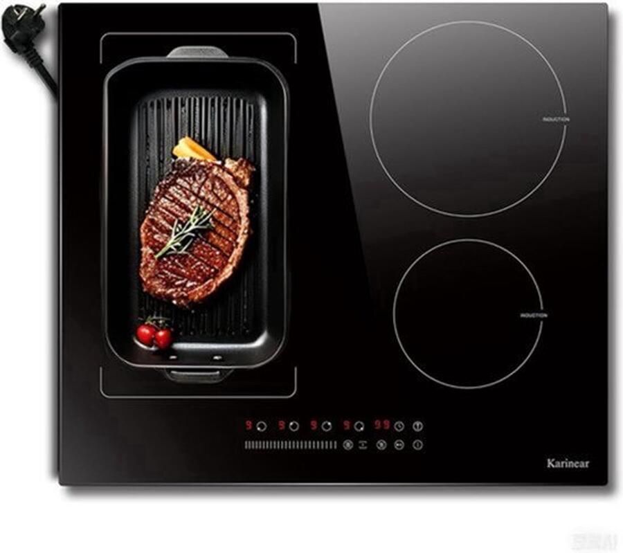 Vrijstaande Inductiekookplaat 60 cm 3500 W Vermogen 4 Kookzones Keramiek Glas Met Stekker
