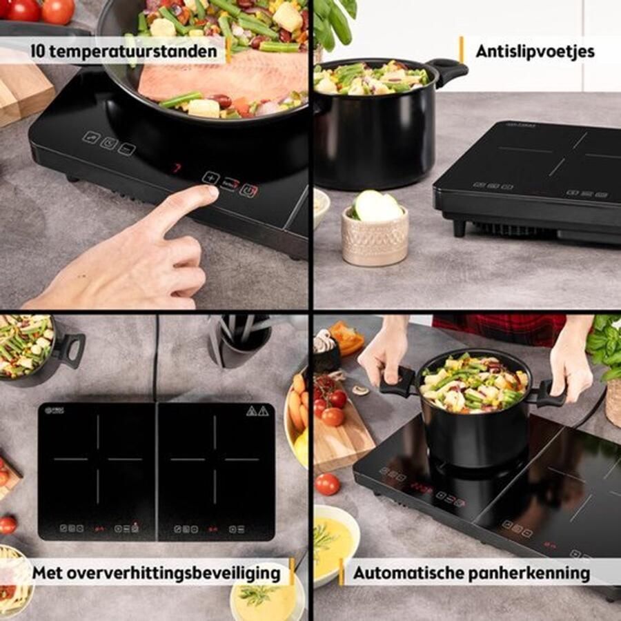 Vrijstaande Inductiekookplaat Dubbel 3500 W Vermogen 56 5 cm Breedte Keramisch Glas Mobiele Kookplaat