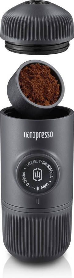 Wacaco Nanopresso draagbare handmatige espresso machine werkt zonder elektriciteit meest veelzijdige add-on mogelijkheden 18 bar gemalen koffie Zwart