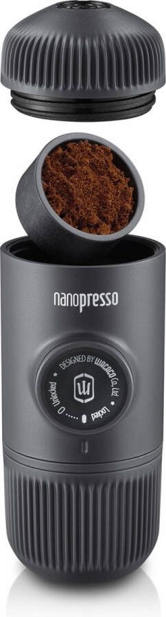 Wacaco Nanopresso draagbare handmatige espresso machine werkt zonder elektriciteit meest veelzijdige add-on mogelijkheden 18 bar gemalen koffie Zwart