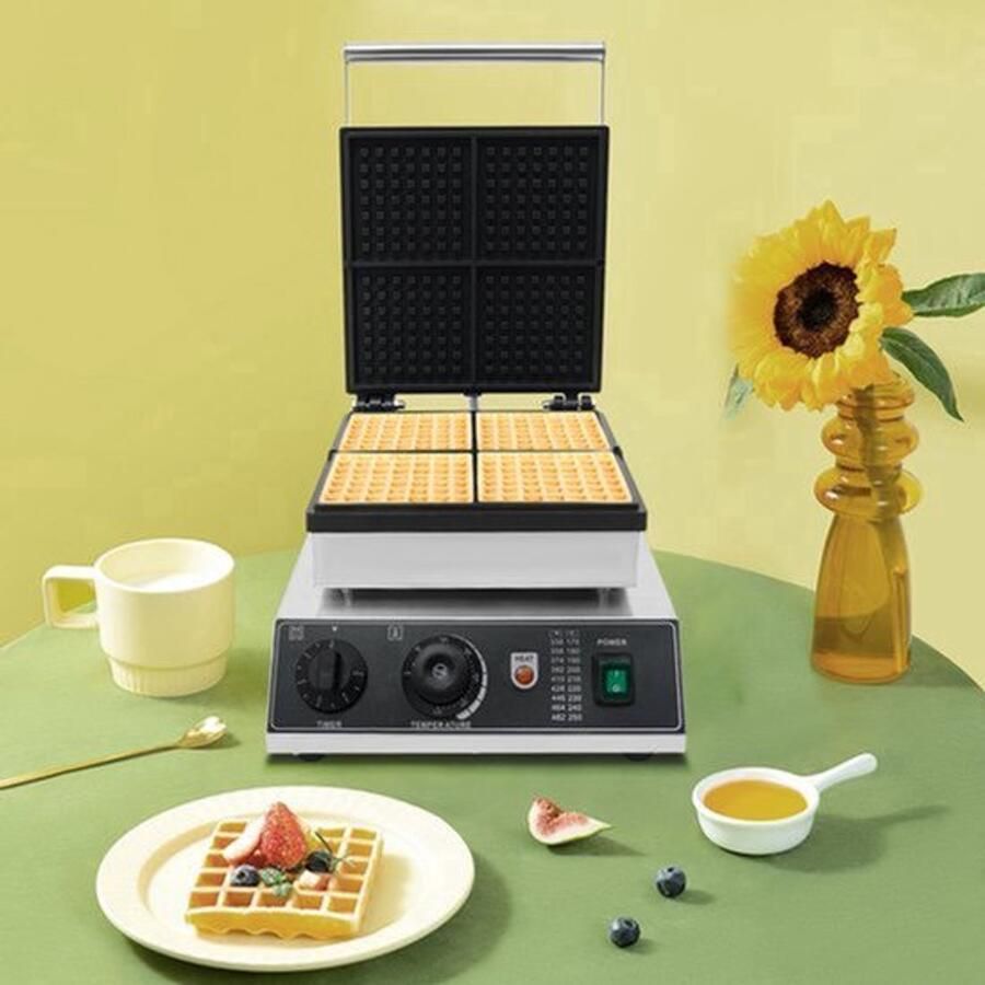 Wafelijzer Commercieel Non-Stick Wafelbakmachine Temperatuurbereik 122-572 ℉ 11.0 Kg Voor Cafetaria's En Bakkerijen