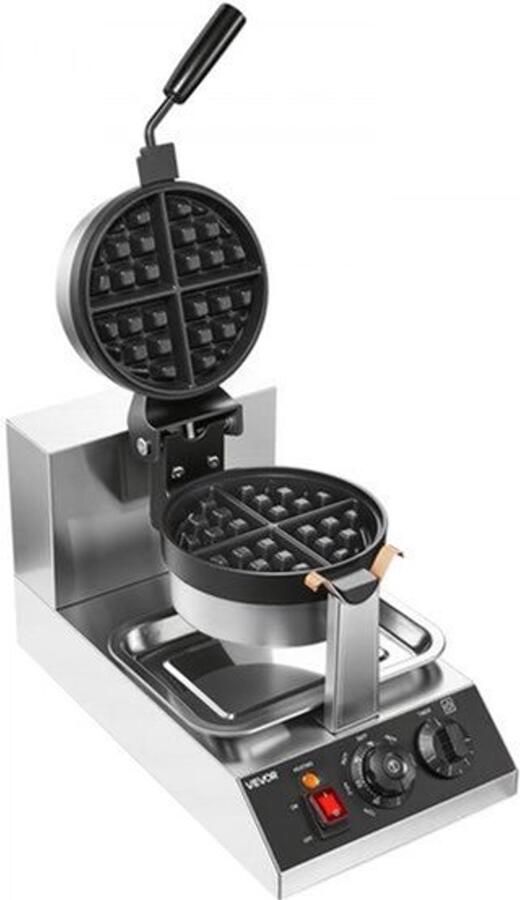 Wafelijzer Ronde 1300 W 7 5 x 7 5 Inch Bakvorm RVS Contactgrill Voor Krokante En Luchtige Wafels