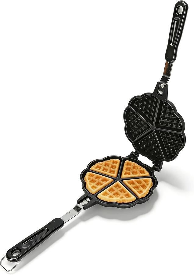 Wafelijzer Zwart 5 9 Inch Draagbare Aluminium Wafelmaker Voor Campers en Thuisgebruik